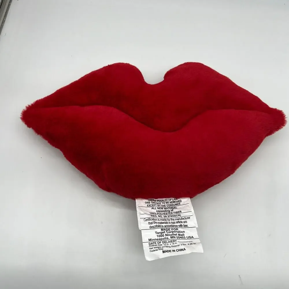 Room Essentials Lip Throw Pillow Decorative Soft Cute Cushion Red